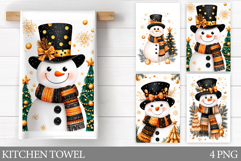 Cute Snowman Kitchen Towel. Christmas Kitchen Towel Design Product Image 1