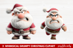 2 Whimsical Grumpy Christmas Clipart | Funny Grumpy Holiday Product Image 1