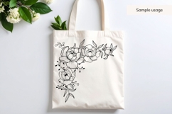 Hand Drawn Peonies Corner Border SVG Product Image 4