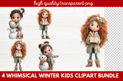 4 Whimsical Winter Kids Clipart | Cute Winter Kids PNG Product Image 1