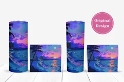 Summer Tumbler Sublimation, Sunset Tumbler Wrap Design Product Image 4