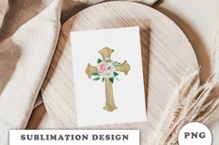Watercolor Floral cross sublimation Png Product Image 4