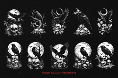 10 Bundle Dark Art Death Crows Skull Bird Flying Darkness Product Image 6