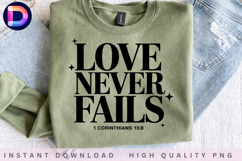 Love Never Fails 1 Corinthians 13:8 Christian PNG Product Image 4