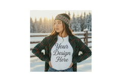 Christmas Woman Model Mockup Holiday Shirt Display Product Image 4