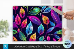 Neon Leaves Cutting Board Sublimation Design Product Image 1