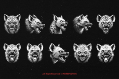 10 Bundle Dark Art Hyena Head Beast Wild Animals Tattoo Product Image 6