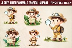 Cute Jungle Animals Tropical Clipart PNG Product Image 1