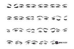 Facial Eyes Set 1 Procreate Brush Stamps, 19 Eyes Product Image 4