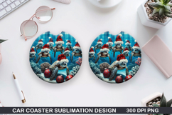 Diving Car Coaster Sublimation| Christmas Coaster PNG Product Image 1