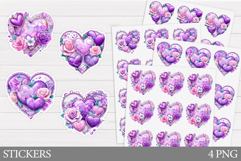 Hearts Stickers Design. Valentines Sticker Printable Product Image 1