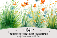 Watercolor Spring Green Grass Clipart Watercolor PNG Product Image 1