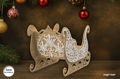 3D Santa Sleigh Laser Cut | Candy Dish | SVG Product Image 3