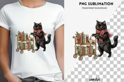 Christmas bookish cat png design for T-shirts Product Image 4