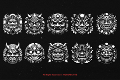 10 Bundle Dark Art Japanese Daruma Hannya Demon Mask Tattoo Product Image 6
