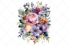 Cute Watercolor Floral Bouquet Clipart Product Image 4