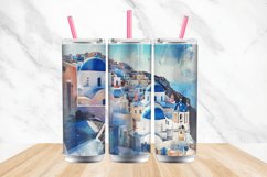 3D Watercolor Santorini Tumbler wrap Bundle Product Image 4