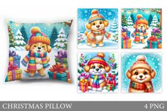 Christmas Dog Pillow Design. Christmas Pillow Sublimation Product Image 1