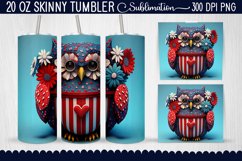 3d 4th of July Owl Tumbler Wrap - 4th of July Owl Tumbler Product Image 1