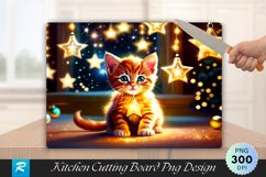 Ginger Kitten with Star Ornament Cutting Board PNG Product Image 1