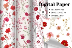 Flower Pattern Background Wallpaper Digital Paper_14 Product Image 1