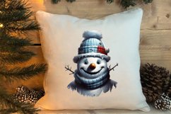 Watercolor Peeking Santa and Snowman Clipart, Christmas PNG Product Image 4