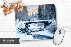 Snow Covered Bridge in Winter Wonderland Mouse Pad PNG Product Image 1