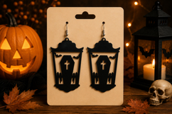 Halloween Lantern Earrings SVG - Laser Cut Spooky Earrings Product Image 1