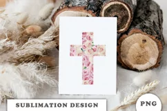 Watercolor Floral cross sublimation Png Product Image 4