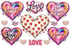 Colorful Brushstroke Valentines PNG, Valentines Day Heart Product Image 2