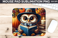 Watercolor Owls Mouse Pad Sublimation - Thanksgiving PNG Product Image 1