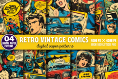Retro Vintage Comics Background PNG Product Image 1