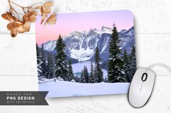 Snow-Covered Hill with Sledders Mouse Pad PNG Product Image 1