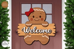 Gingerbread Man Door Sign Laser Cut | Door Hanger | SVG Product Image 1