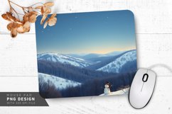Snowy Landscape with Moonlit Sky Mouse Pad PNG Product Image 1