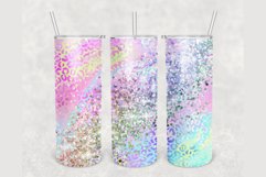 Holographic glitter Leopard 20 oz tumbler sublimation design Product Image 1