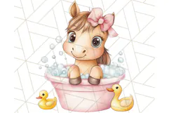Farm Animal Babies in Bubble Bath PNG, Nursery Clipart Product Image 4
