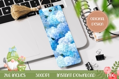 Printable Bookmark Design, Blue Hydrangea Bookmark Design Product Image 1