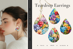 Flower Teardrop Earring Floral Teardrop Sublimation_2 Product Image 1