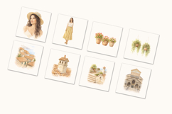 Amalfi Coast Watercolor Clipart, La Dolce Vita, Summer Product Image 9