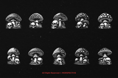 10 Bundle Dark Art Skull Mushroom Plant Spore Fungi Skeleton Product Image 6