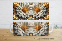 3D Gold Flowers Mug ug Wrap | Sublimation Coffee Cup Product Image 6