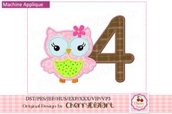 Owl Girl baby Numbers machine applique embroidery bundle 184 Product Image 3