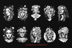 10 Bundle Dark Art Floral Life Girl Women with Rose Plant Product Image 6