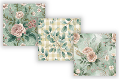Eucalyptus Toile Digital Paper Pack, Vintage Floral Toile Product Image 4