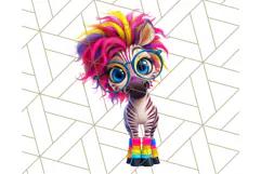 Funky Safari Animals PNG Clipart With Rainbow Hair, Cute Png Product Image 4