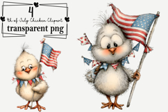 4th of July Chicken PNG Clipart Watercolor PNG Product Image 1