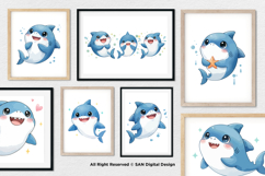 15 Bundle Watercolor Cute Shark Ocean Sea Baby Predator Kids Product Image 4