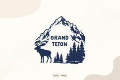 Grand Teton National Park SVG | Mountain Moose Illustration Product Image 2