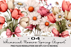 Whimsical Flowers Spring Clipart Spring PNG Product Image 1